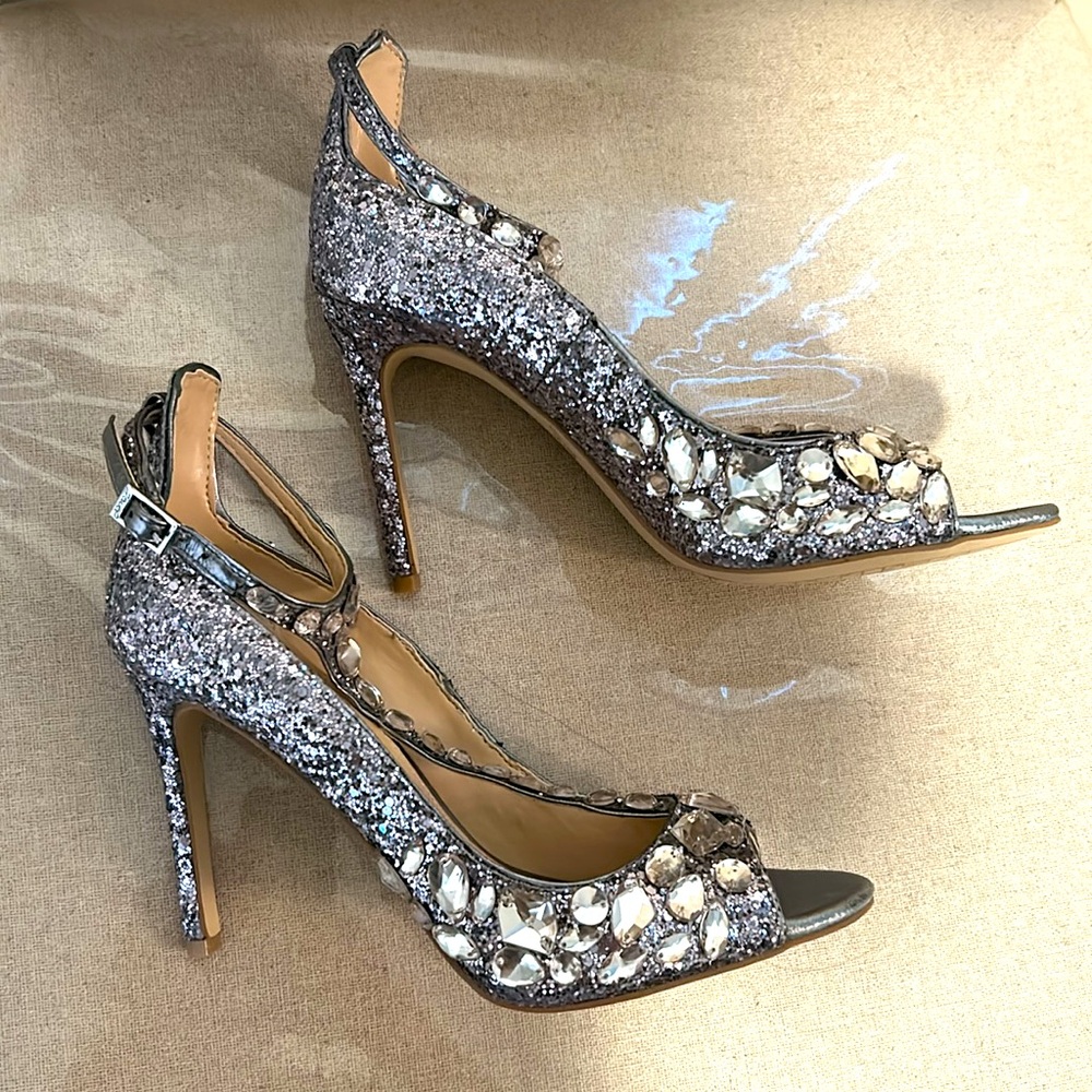 Jewel Badgley Mischka Conroy Metallic Glitter Evening Shoe 6.5 NIB - Picture 5 of 8